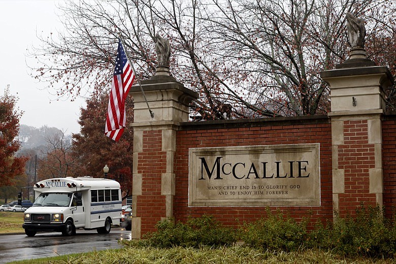The McCallie School sign is shown on Friday, Nov. 22, 2019, in Chattanooga, Tenn. / Staff file photo