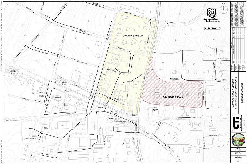 CTI storm water system analysis and drainage area map of Ringgold, Georgia. / Contributed photo