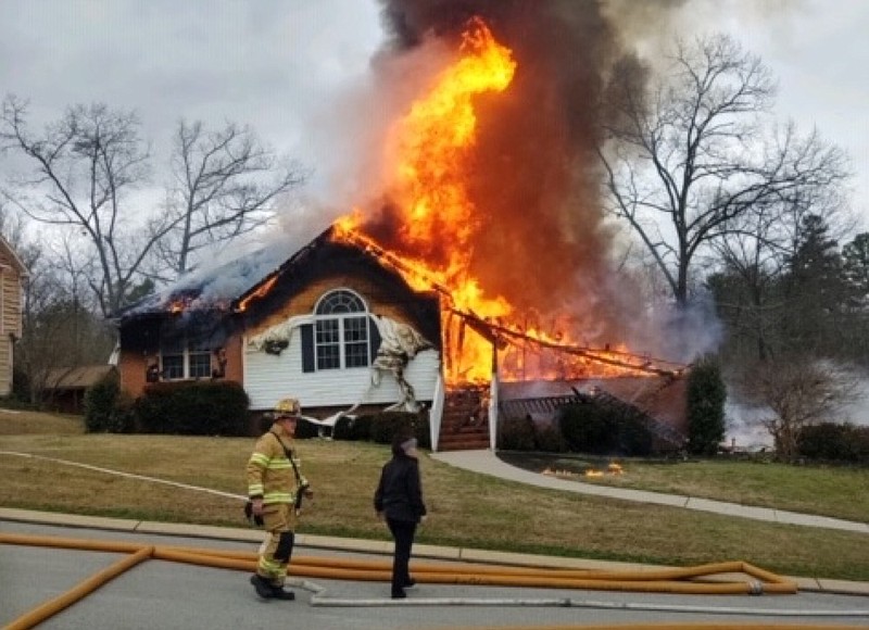 A Harrison home located at 10000 block of Baker Boy Drive was destroyed in a fire on Friday, Feb. 7, 2020. / Photo provided by Hamilton County Emergency Services