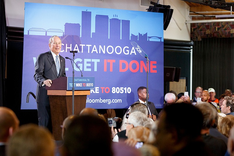 Staff photo by C.B. Schmelter / Democratic presidential candidate Mike Bloomberg speaks during a rally at the Bessie Smith Cultural Center on Wednesday, Feb. 12, 2020 in Chattanooga, Tenn.
