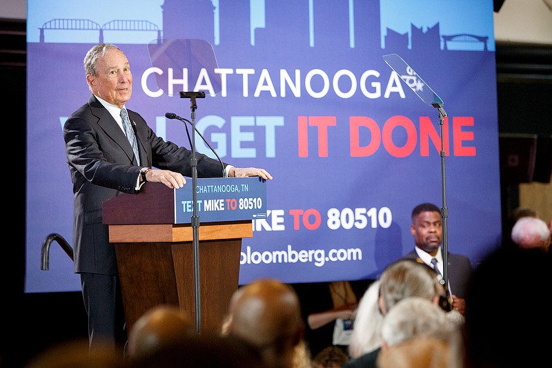 Democratic presidential candidate Mike Bloomberg speaks during a rally at the Bessie Smith Cultural Center on Wednesday, Feb. 12, 2020 in Chattanooga, Tenn. / Staff photo by C.B. Schmelter
