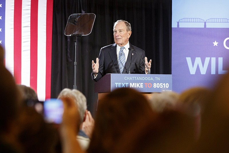 Staff Photo By C.B. Schmelter / Democratic presidential candidate Mike Bloomberg speaks during a rally at the Bessie Smith Cultural Center on Wednesday.
