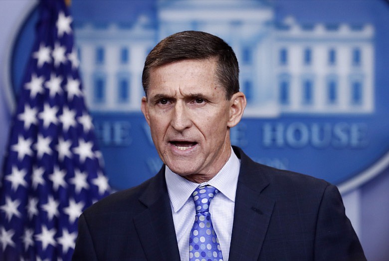 In this Feb. 1, 2017, file photo, National Security Adviser Michael Flynn speaks during the daily news briefing at the White House, in Washington. The Justice Department says it will not oppose probation for former Trump administration national security adviser Michael Flynn. (AP Photo/Carolyn Kaster)