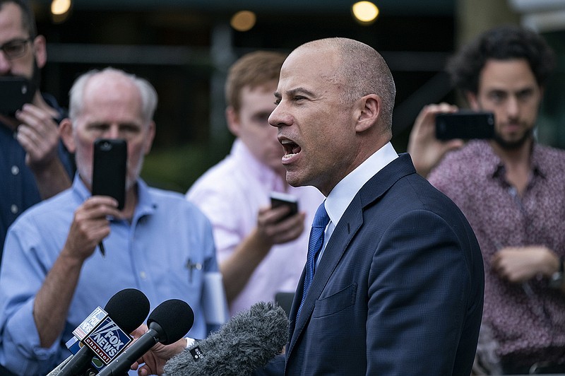 AP photo by Craig Ruttle / California attorney Michael Avenatti makes a statement on July 23, 2019, as he leaves a courthouse in New York.