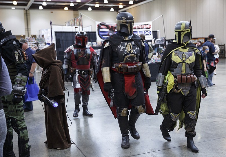 People cosplaying as Mandalorians from Star Wars are seen during the 10th annual Con Nooga convention at the Chattanooga Convention Center on Saturday, Feb. 25, 2017, in Chattanooga, Tenn. / Staff file photo