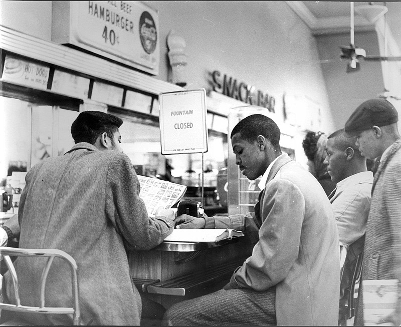 One of several sit-ins during February 1960 at the all-white lunch counters in downtown Chattanooga. The movement was started by 12 honor students from Howard High School and eventually led to the desegregation of the counters on Aug. 5, 1960. / File photo by Delmont Wilson/ News-Free Press