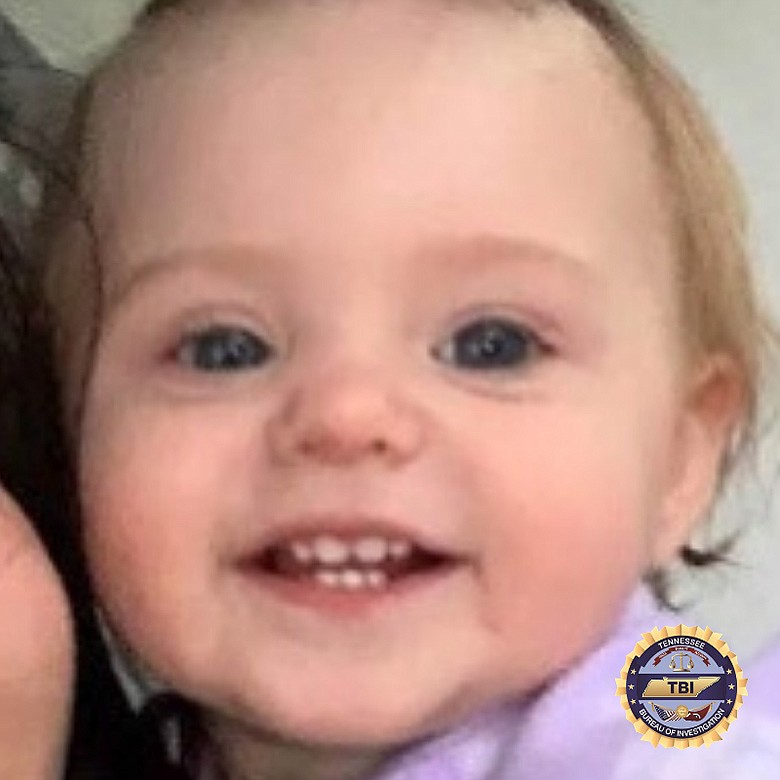 The TBI says 15-month-old Evelyn Mae Boswell from Sullivan County was last seen Dec. 26 but was not reported missing until Feb. 18. Evelyn was last seen wearing a pink tracksuit, pink shoes and a pink bow. / Photo provided by Tennessee Bureau of Investigation