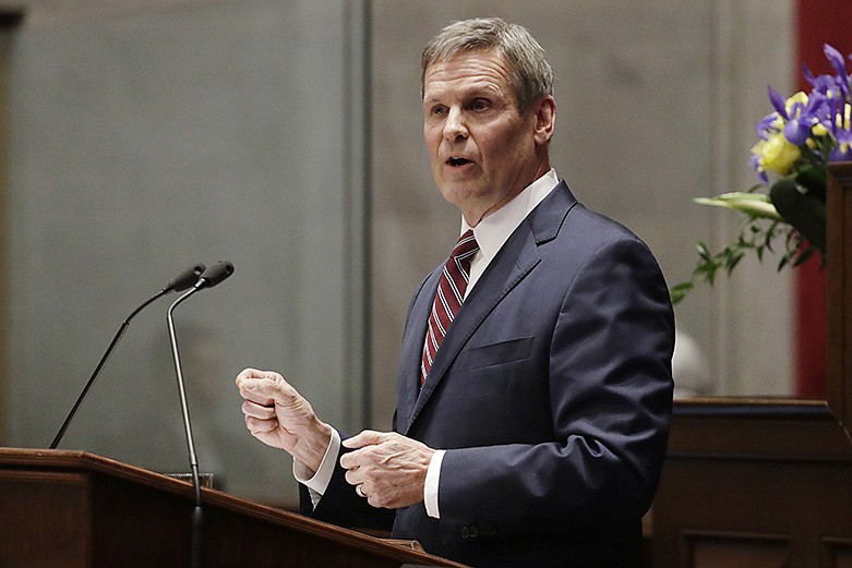 Tennessee Gov. Bill Lee delivers his State of the State Address in the House Chamber, Monday, Feb. 3, 2020, in Nashville, Tenn. (AP Photo/Mark Humphrey)