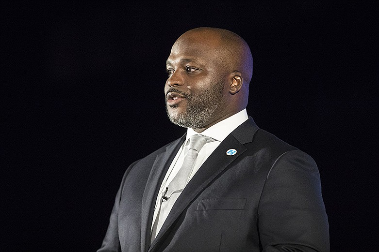 Hamilton County Schools Superintendent Bryan Johnson speaks during the Hamilton County State of the System address at Howard Connect Academy on Thursday, Feb. 6, 2020, in Chattanooga, Tenn. / Staff photo by Troy Stolt