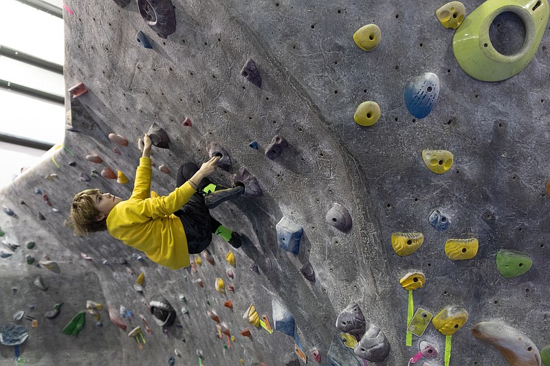 Contributed photo by Raquel Sorondo / Normal Park student Forrest Knox competes during an event with Outdoor Chattanooga's Interscholastic Climbing League.