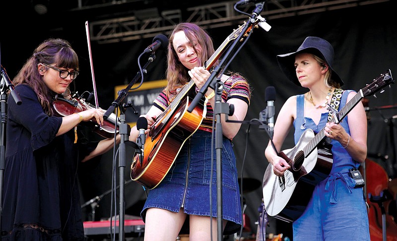 Sara Watkins, Sarah Jarosz and Aoife O'Donovan, from left, with the band I'm With Her perform, at the 2018 Moon River music festival. / Times Free Press File Photo