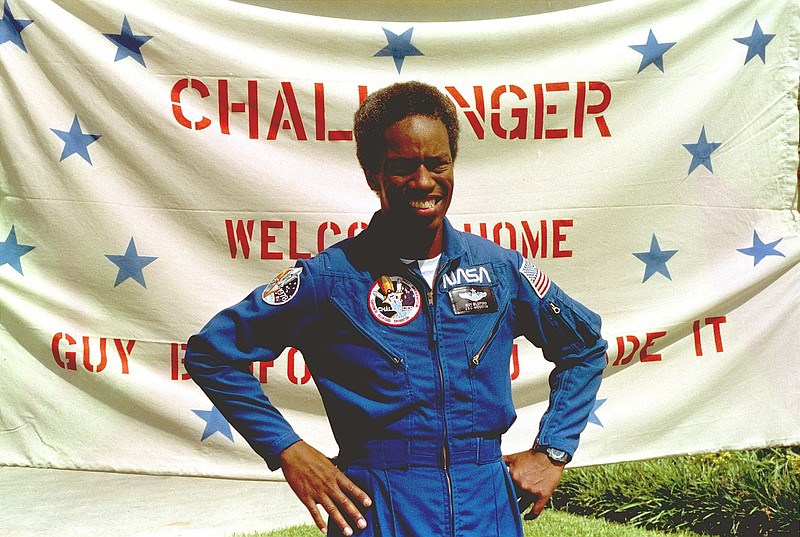 In this Sept. 5, 1983, file photo, Guion Bluford, Jr., shuttle Challenger mission specialist, is shown in portrait on returning to the Johnson Space Center in Houston, Texas. The documentary "Black in Space: Breaking the Color Barrier" is scheduled to air on the Smithsonian Channel on Monday, Feb. 24, 2020, and examines the race to get black astronauts into space. (AP photo, File)
