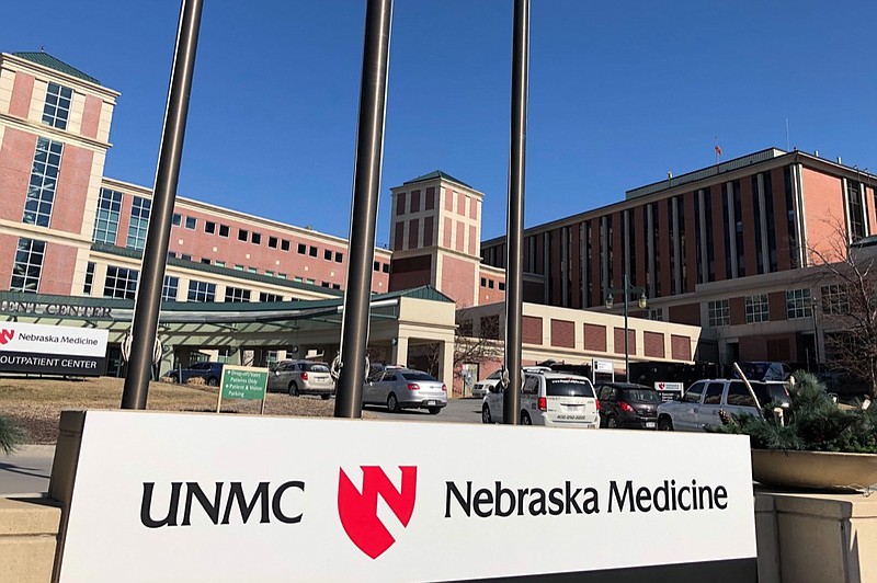 The building housing the biocontainment unit at Nebraska Medical Center is seen in this Tuesday, Feb. 18, 2020 photo in Omaha, Neb. The center is treating patient potentially exposed to a viral outbreak of the COVID-19 virus. (AP Photo/Josh Funk)


