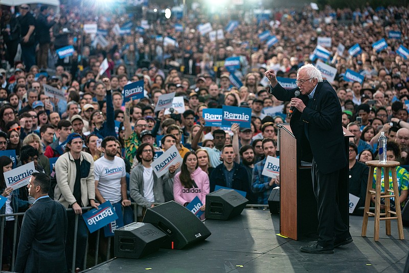 The New York Times / U.S. Sen. Bernie Sanders, I-Vermont, a candidate for the Democratic presidential nomination, speaks during a campaign rally in Austin, Texas, on Sunday.