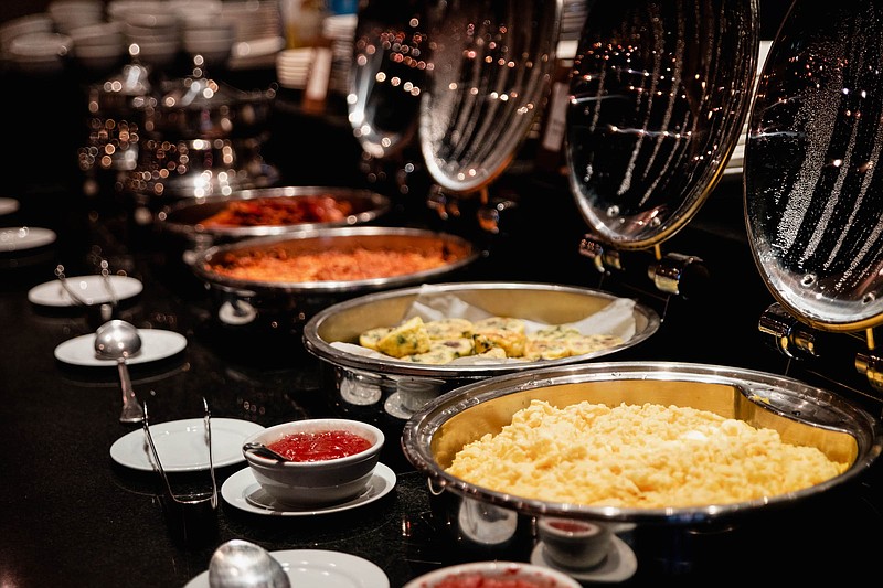 Photo by Chloe Goodman / The make-your-own mac-and-cheese station is a popular feature of Sunday brunch at Broad Street Grille. Ingredients rotate weekly or diners may choose fresh ingredients from the omelet station.