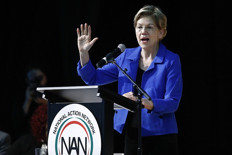 Photo by Matt Rourke of The Associated Press / Democratic presidential candidate Sen. Elizabeth Warren, D-Massachusetts, speaks at the National Action Network South Carolina Ministers' Breakfast, on Wednesday, Feb. 26, 2020, in North Charleston, South Carolina.