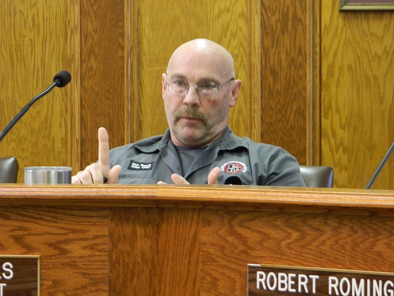 Photo by Paul Leach / Then-Bradley County Commissioner Dan Rawls speaks in this May 16, 2016, photo during a conversation about state legislation that proposes to allow utility-based broadband providers to offers services beyond their footprint areas.