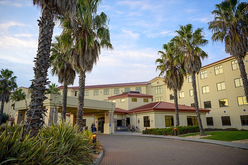 This Feb. 1, 2020 photo provided by the U.S. Air Force shows the Westwind Inn lodging facility at Travis Air Force Base, Calif. A government whistleblower has filed a complaint alleging that federal workers did not have the necessary protective gear or training when they were deployed to help victims of the coronavirus evacuated from China. The complaint deals with Health and Human Services Department employees sent to Travis Air Force Base in California to assist evacuees from China.  (Nicholas Pilch/U.S. Air Force via AP)