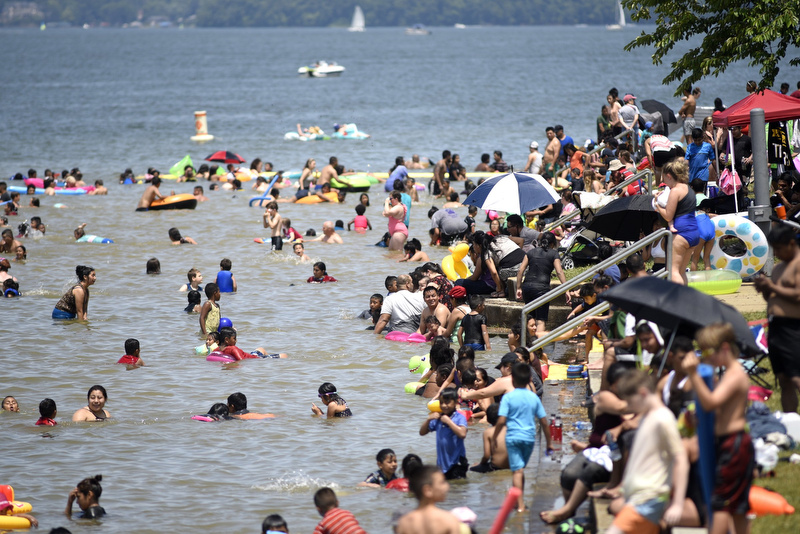 Staff Photo by Robin Rudd/ The swimming area at the Chickamauga Dam Day Use Area was a popular place for people looking to beat the heat on May 27, 2019. According to the National Weather Service the high for the 27th was registered at 95 in 1911. Unofficially Chattanooga only reached 93 today.