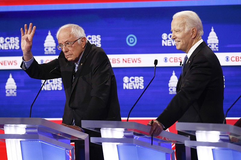 AP file photo, Patrick Semansky/Democratic presidential candidates, Sen. Bernie Sanders, I-Vt., left, and former Vice President Joe Biden, right, participate in a Democratic presidential primary debate last week in Charleston, S.C.