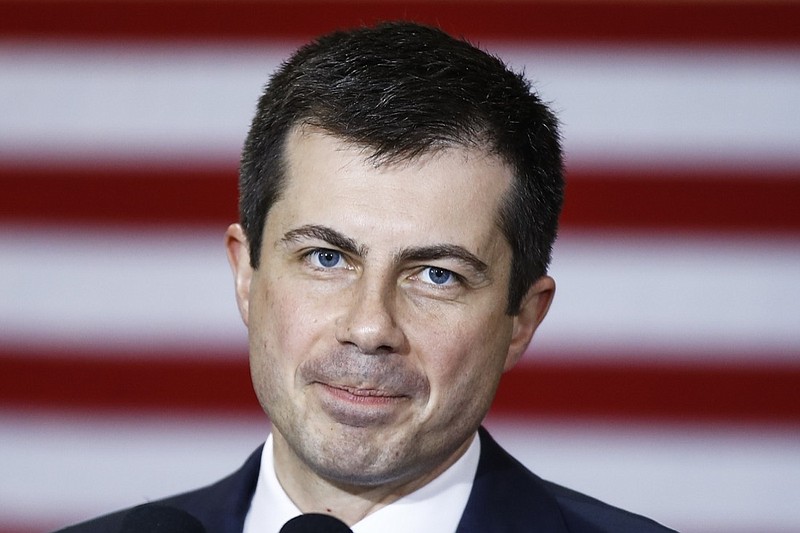 FILE - In this Feb. 24, 2020 file photo, Democratic presidential candidate former South Bend, Ind., Mayor Pete Buttigieg speaks during a campaign event in North Charleston, S.C. (AP Photo/Matt Rourke)