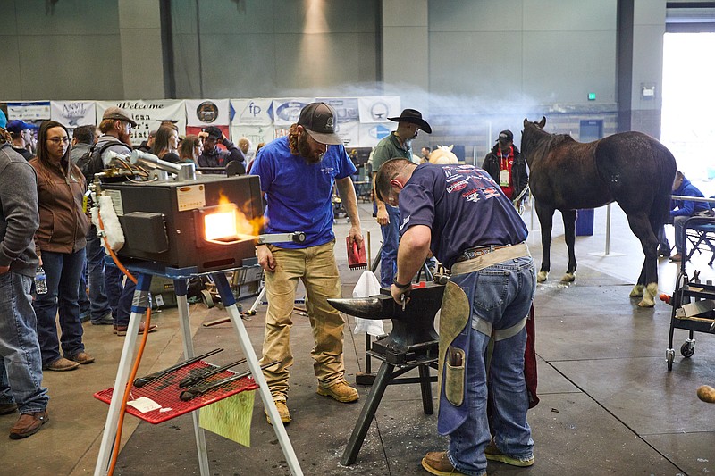 As part of the National Forging & Horseshoeing Competition, farriers will shape a piece of bar stock into a horseshoe in a set time in hopes of being chosen to the American Farriers Team, which travels the globe competing in international horseshoeing competitions. / American Farrier's Association Contributed Photo