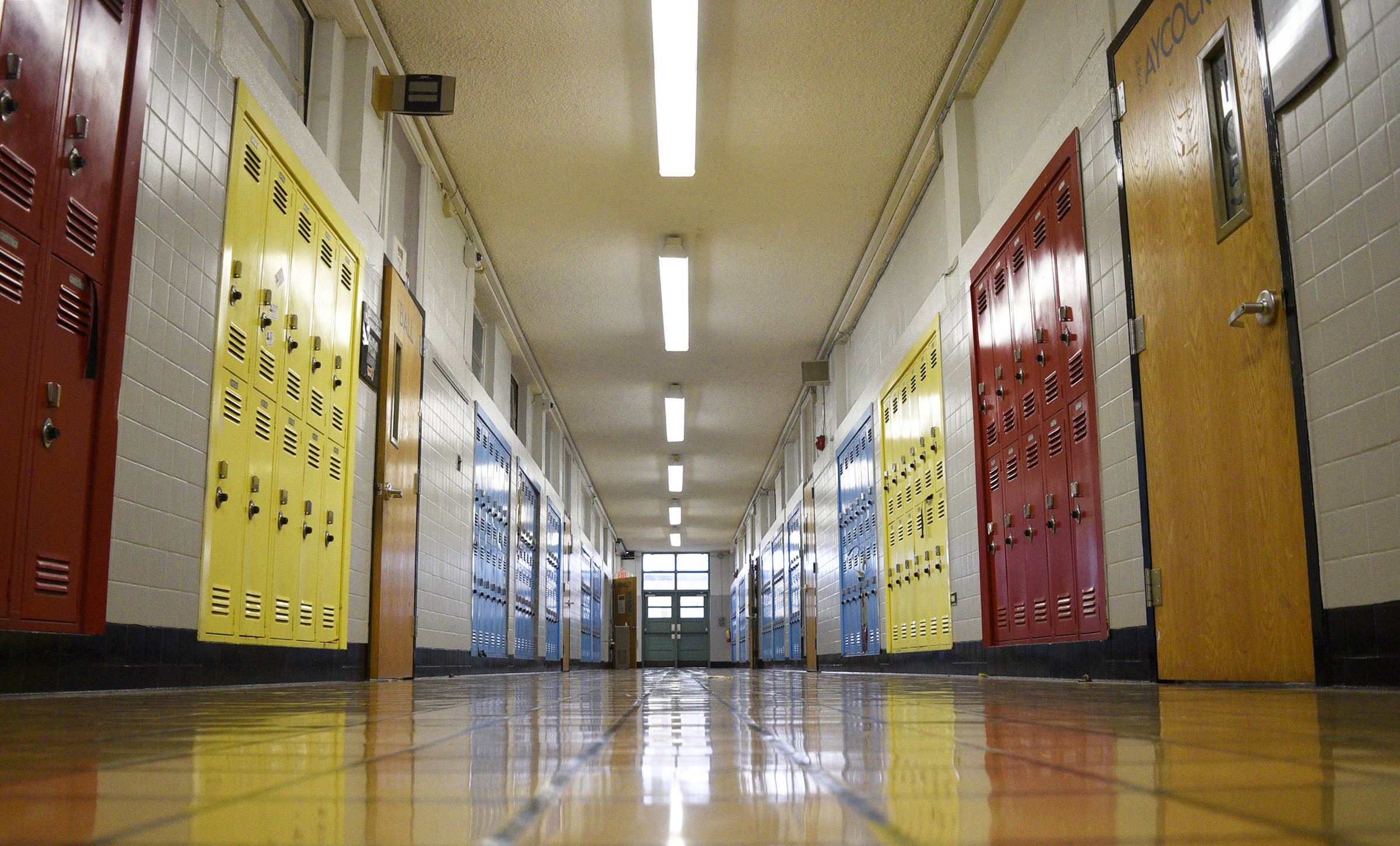 Staff Photo by Robin Rudd/ A recently painted hallway and blockers are apparent at Tyner Middle School. Tyner Academy Principal Gerald Harris gave the Times Free Press a tour of the school's facilities on December 6, 2019.