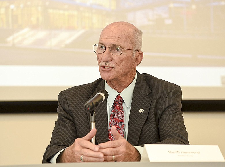 Hamilton County Sheriff Jim Hammond speaks about costs of school resource officers in schools during a roundtable discussion at the Children's Kennedy Outpatient Center in 2019. / Staff file photo