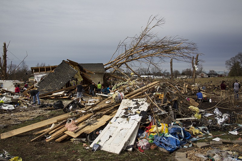 Staff photo by Troy Stolt / Wreckage of a subdivision located on Herald Court in Cookeville, Tenn, as seen on Wednesday, March 4, 2020. A tornado destroyed 140 buildings in Putnam County early Tuesday, killing at least 18 people, and leaving many without homes.