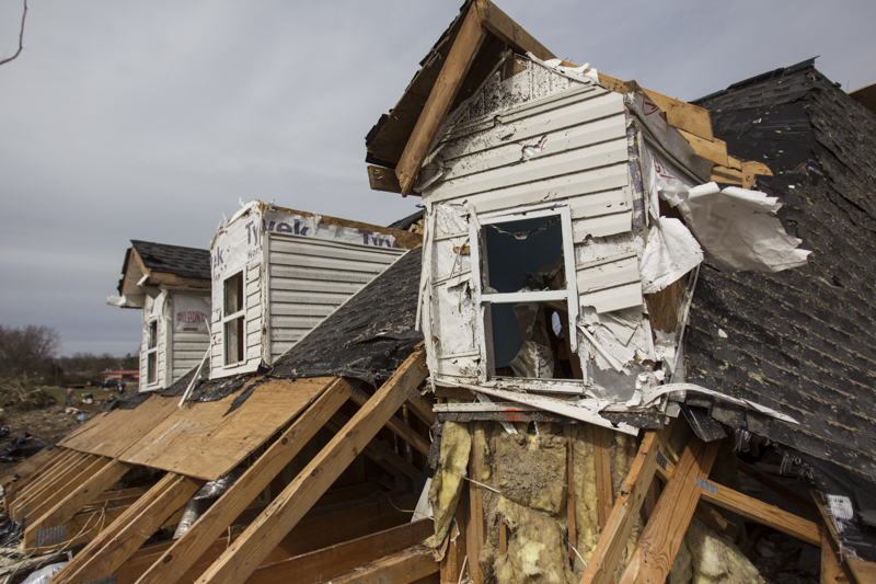 Staff photo by Troy Stolt / The upper half of a house that was destroyed when a tornado hit Cookeville, Tenn early Tuesday morning sits several feet from the home's foundation, as seen on Wednesday, March 4, 2020. A tornado destroyed 140 buildings in Putnam County early Tuesday, killing at least 18 people, and leaving many without homes.