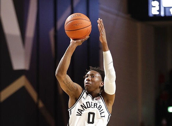 Vanderbilt guard Saben Lee (0) plays against Georgia in the second half of an NCAA college basketball game Saturday, Feb. 22, 2020, in Nashville, Tenn. (AP Photo/Mark Humphrey)