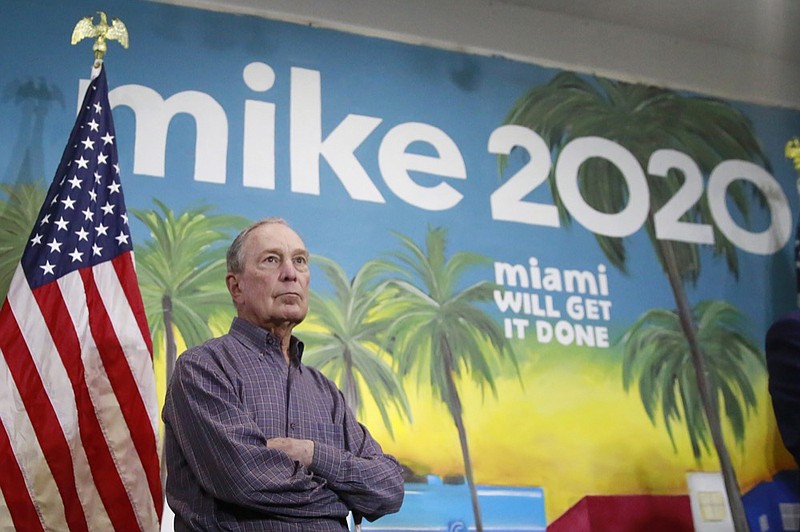 In this March 3, 2020 photo, Democratic presidential candidate former New York City Mayor Mike Bloomberg waits to speak at a news conference, in the Little Havana neighborhood, in Miami. (AP Photo/Brynn Anderson)


