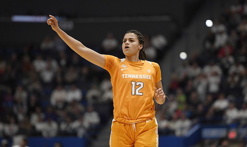 AP file photo by Jessica Hill / Tennessee sophomore Rae Burrell scored 16 points to lead the Lady Vols to a second-round win against Missouri on Thursday at the SEC women's basketball tournament in Greenville, S.C.