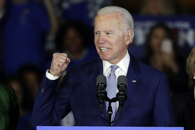 The Associated Press / Joe Biden, the Democratic presidential nomination front runner and former vice president, speaks at a primary election night campaign rally last week in Los Angeles.