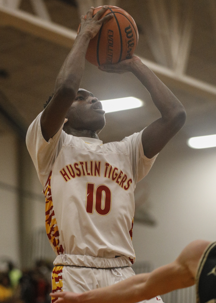 Staff photo by Troy Stolt / Howard's Demetrius Bowen (10) shoots the ball during the boys' Class AA basketball sectional championship game between Upperman and Howard on Monday, March 9, 2020 in Chattanooga, Tenn. Upperman would win the game and advance to the state tournament.