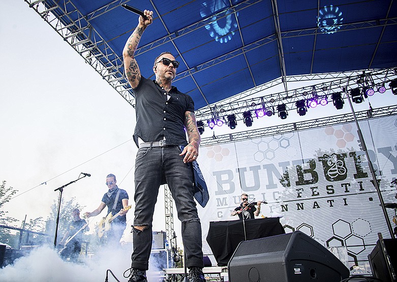 Justin Furstenfeld of Blue October performs at the Bunbury Music Festival on Saturday, June 1, 2019, in Cincinnati. (Photo by Amy Harris/Invision/AP)