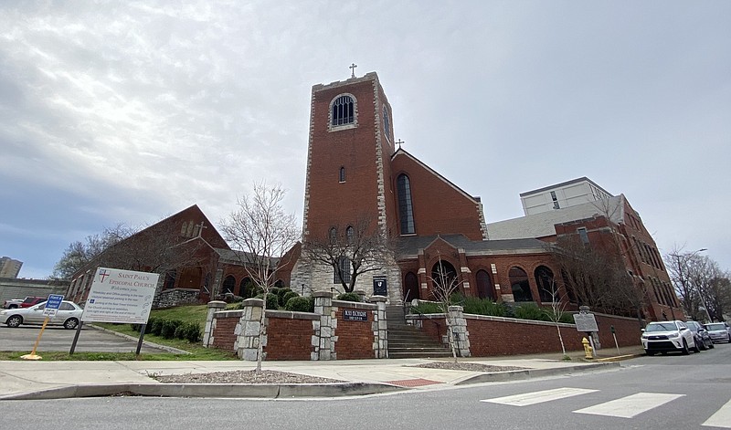 St. Paul's Episcopal Church is seen in downtown Chattanooga, Tenn., on Friday, March 13, 2020. / Staff photo by C.B. Schmelter
