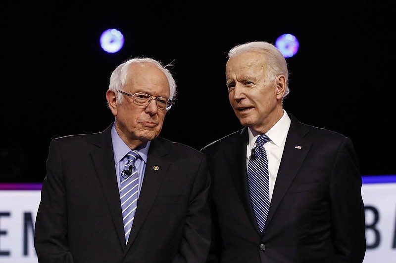 Associated Press File Photo / The two main contenders for the Democratic nomination, U.S. Sen. Bernie Sanders, I-Vermont, left, and former Vice President Joe Biden, debated in Washington, D.C., Sunday.