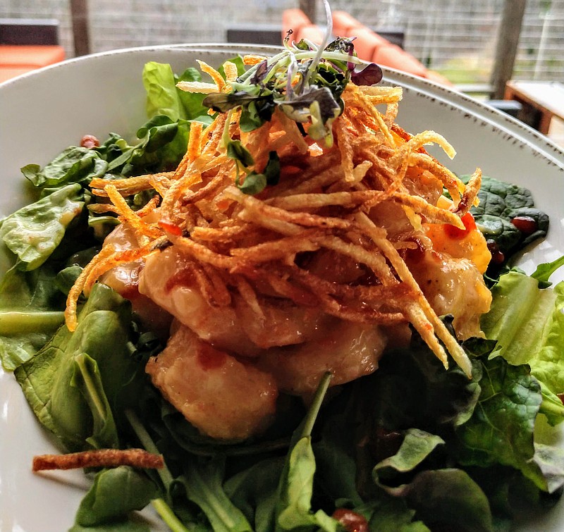 Photo by Anne Braly / Chili peach shrimp is a delicious way to begin a meal at Top of the Rock.