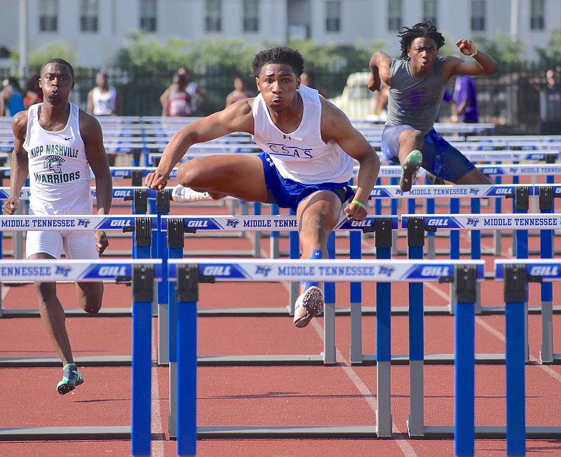 Staff photo by Patrick MacCoon / Arts & Sciences track and field standout Brevin Sims was among those who had extra motivation to hope the Spring Fling would occur this season. The senior, a Syracuse signee, has won nine individual state championships.