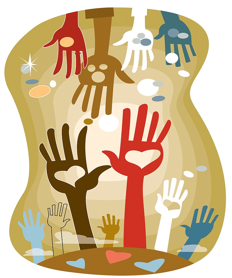 Social issue, charity, helping hands, benefactor, funding; fundraiser, hand, money, philanthropy, tithing, contribution. / KRT2010/MCTillustration/Lee