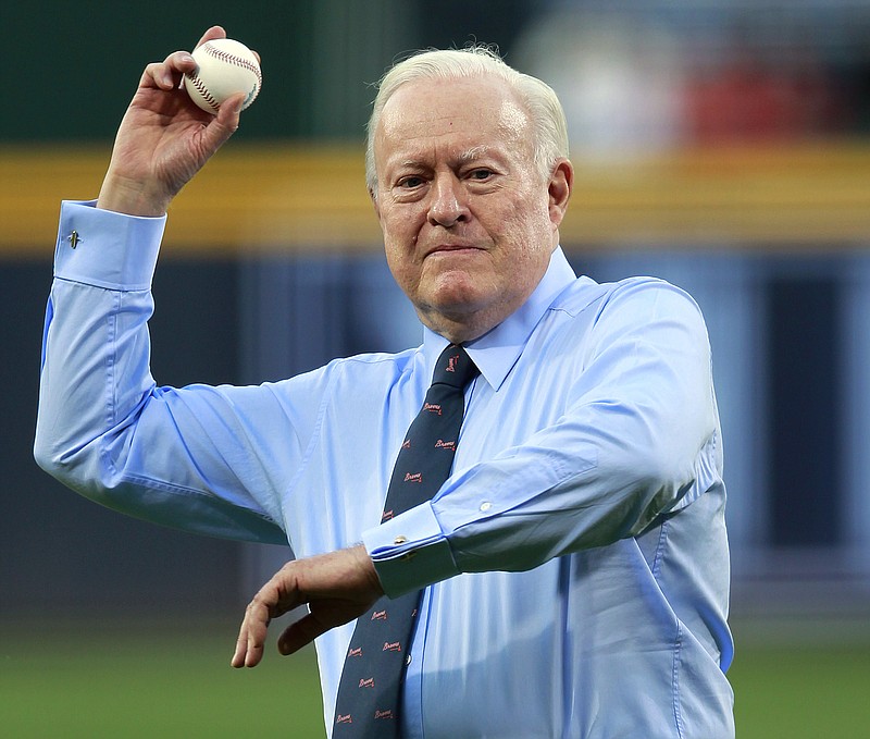 AP file photo by John Bazemore / Atlanta Braves chairman emeritus Bill Bartholomay throws out the ceremonial first pitch before a home game against the Milwaukee Brewers on April 13, 2012.