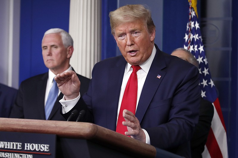 The Associated Press / President Donald Trump speaks about the coronavirus in the James Brady Briefing Room at the White House in Washington, D.C., last week.