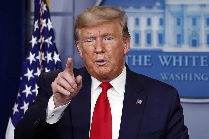 Photo by Alex Brandon of The Associated Press / President Donald Trump speaks about the coronavirus in the James Brady Briefing Room on Thursday, March 26, 2020, in Washington.