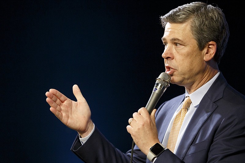 Staff photo by C.B. Schmelter / Mayor Andy Berke speaks during a Council Against Hate meeting at The Camp House on Tuesday, Nov. 12, 2019 in Chattanooga, Tenn. The feature speaker was Christian Picciolini, a former neo-Nazi who now works to help people leave the white supremacy movement.