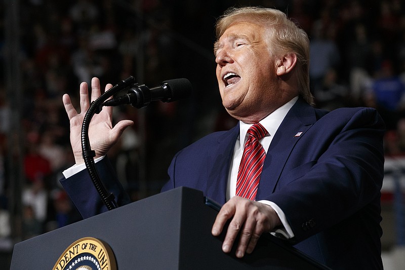 AP Photo, Jacquelyn Martin, File/In this Feb. 28, 2020, file photo President Donald Trump speaks at a campaign rally in North Charleston, S.C.