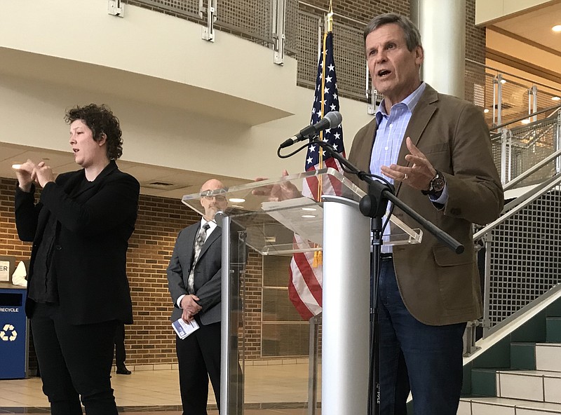 Staff Photo by Robin Rudd / Tennessee Governor Bill Lee held a press briefing at the UTC University Center concerning the COVID-19 pandemic on Friday, April 3, 2020.

