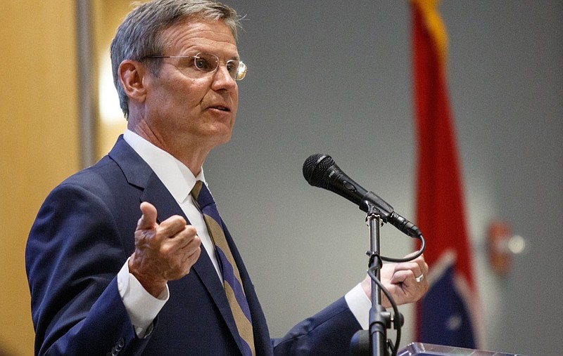 Staff photo by Doug Strickland / Tennessee Gov. Bill Lee speaks during the Tennessee Valley Corridor Summit on the campus of the University of Tennessee at Chattanooga on Thursday, May 30, 2019, in Chattanooga, Tenn. Gov. Lee gave the keynote address to the summit.