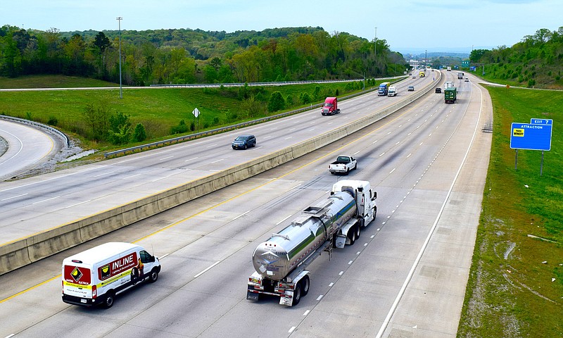 Staff Photo by Robin Rudd / Traffic moves along on Interstate 75 just west of Volkswagen Drive on April 7, 2020.