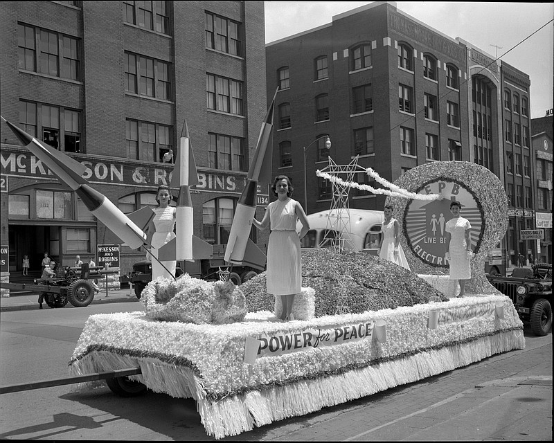 An EPB parade float in the 1958 Armed Forces Day parade highlights Cold War themes / Photo contributed by EPB